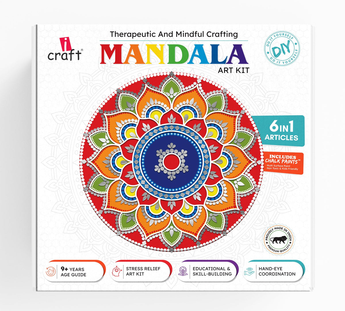 Therapeutic And Mindful Crafting - 6 in 1 Article Mandala Art Kit