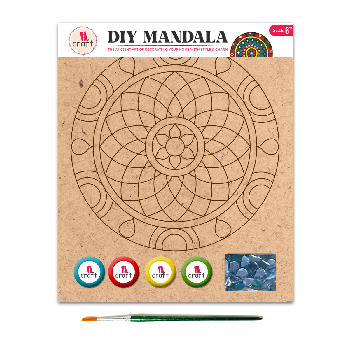 Mandala Art Painting Kit – 6" MDF Craft Kit for Kids & Adults – MMA 01