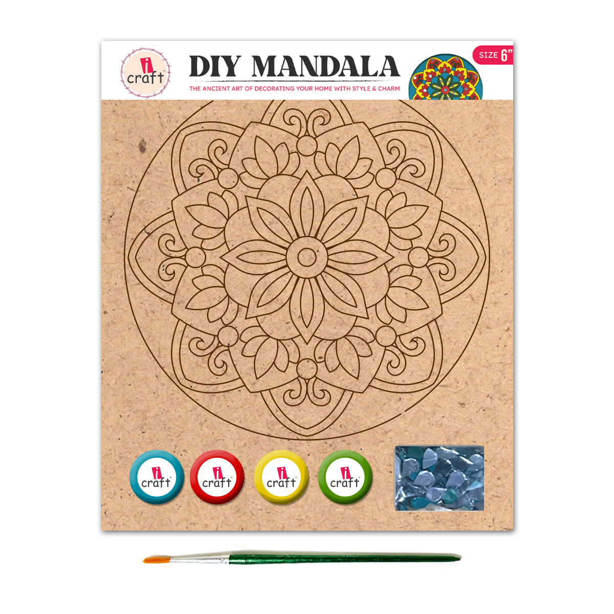 Mandala Art Painting Kit – 6" MDF Craft Kit for Kids & Adults – MMA 02