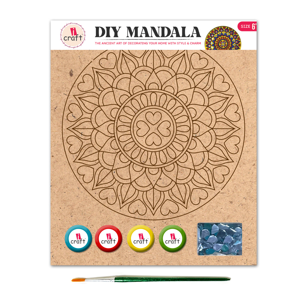 Mandala Art Painting Kit – 6" MDF Craft Kit for Kids & Adults – MMA 04