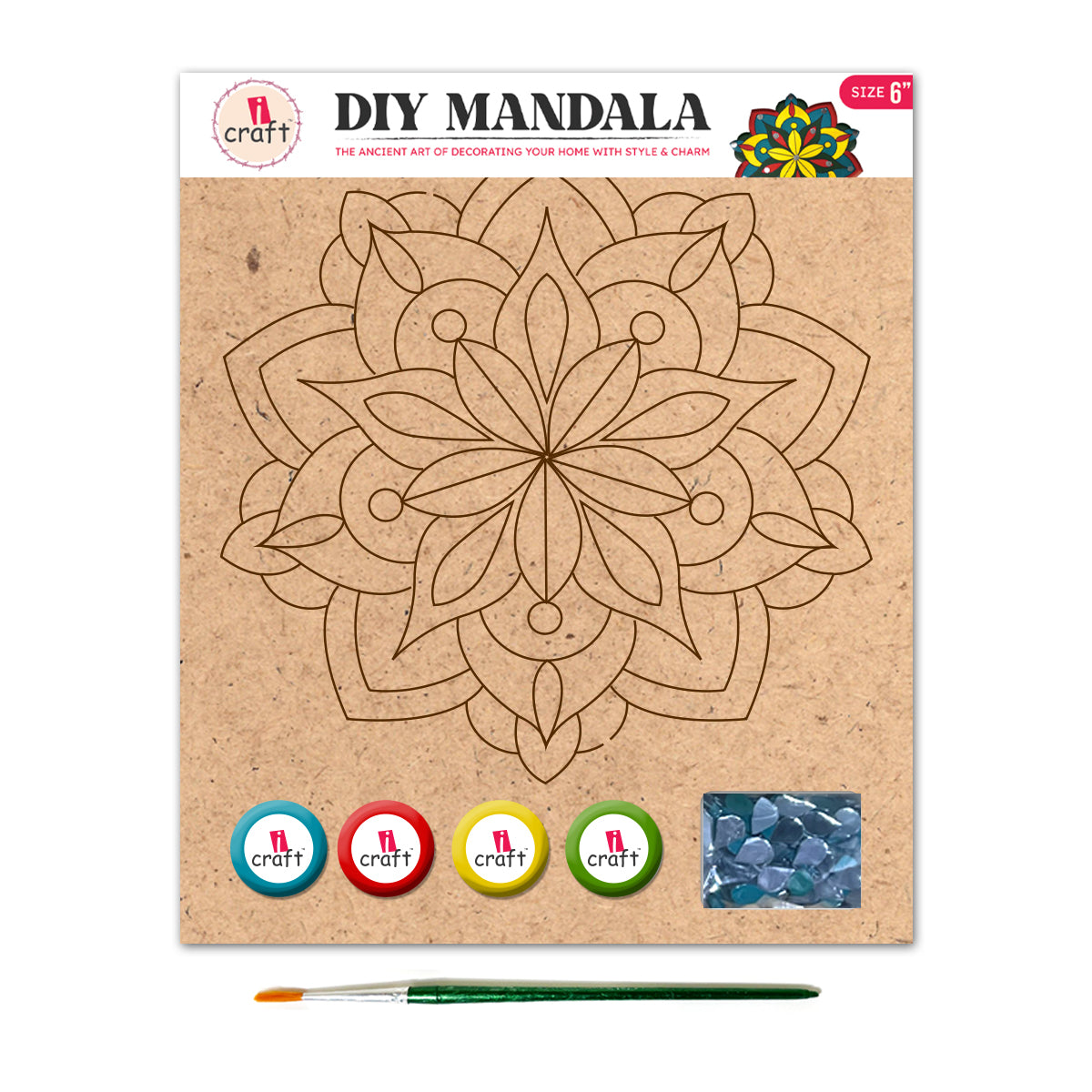Mandala Art Painting Kit – 6" MDF Craft Kit for Kids & Adults – MMA 08
