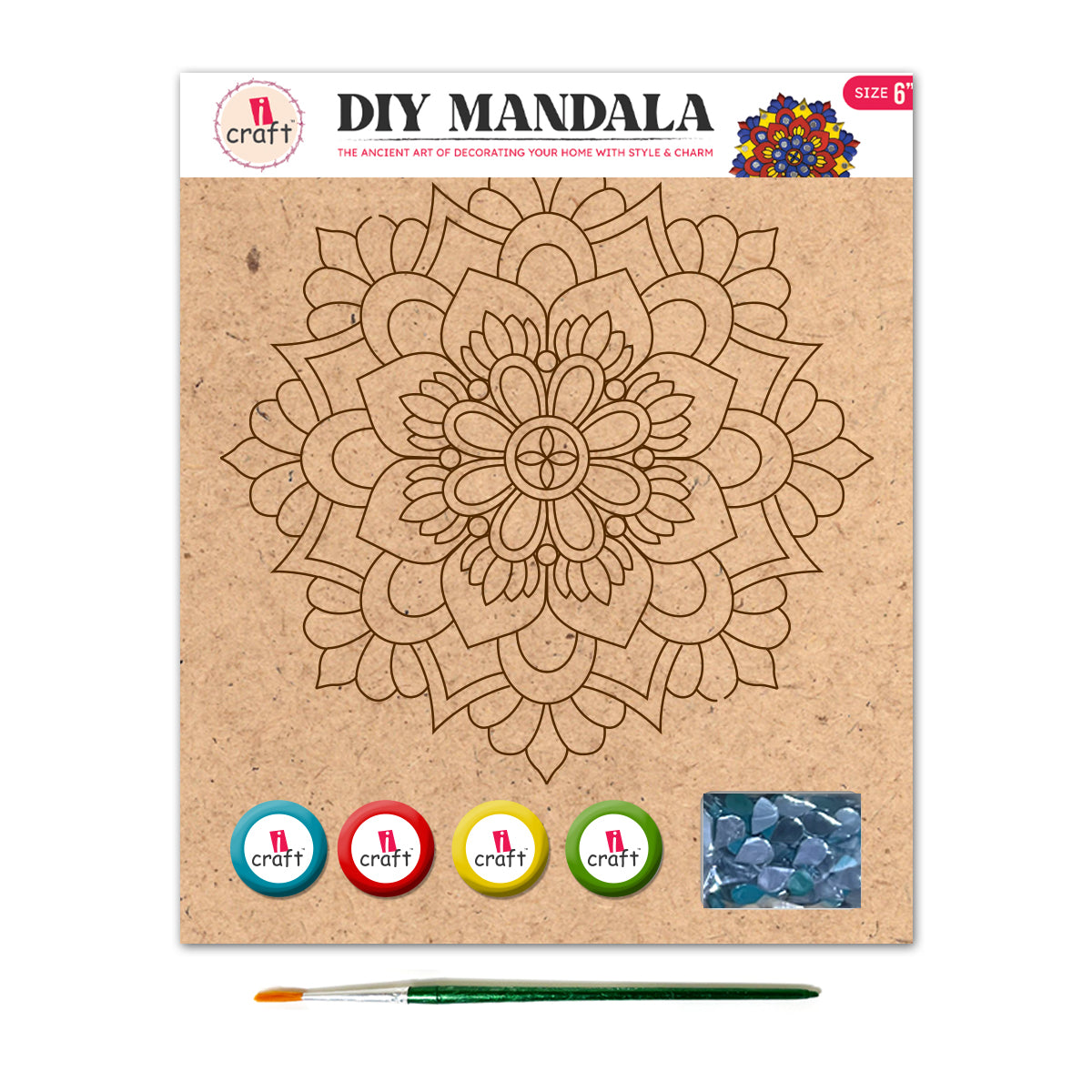 Mandala Art Painting Kit – 6" MDF Craft Kit for Kids & Adults – MMA 10