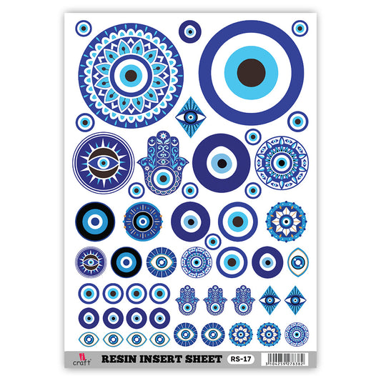 iCraft RS-17 Evil Eye Transparent Resin Insert Sheet – Decorative Design for Resin Art & Crafts
