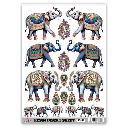 iCraft RS 19 Elephant Transparent Resin Insert Sheet – Decorative Design for Resin Art & Crafts