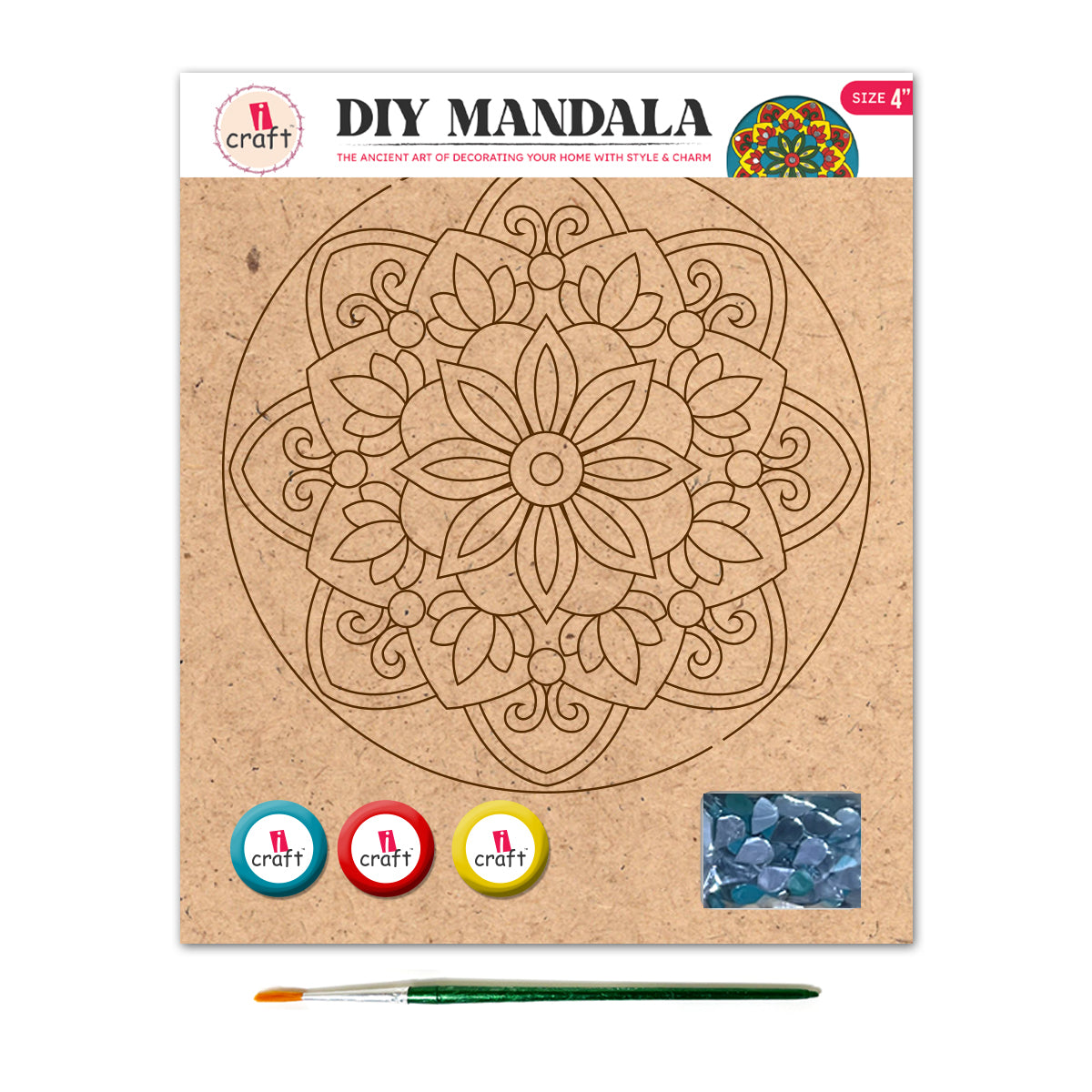 Mandala Art Painting Kit – 4" MDF Craft Kit for Kids & Adults – SMA 02