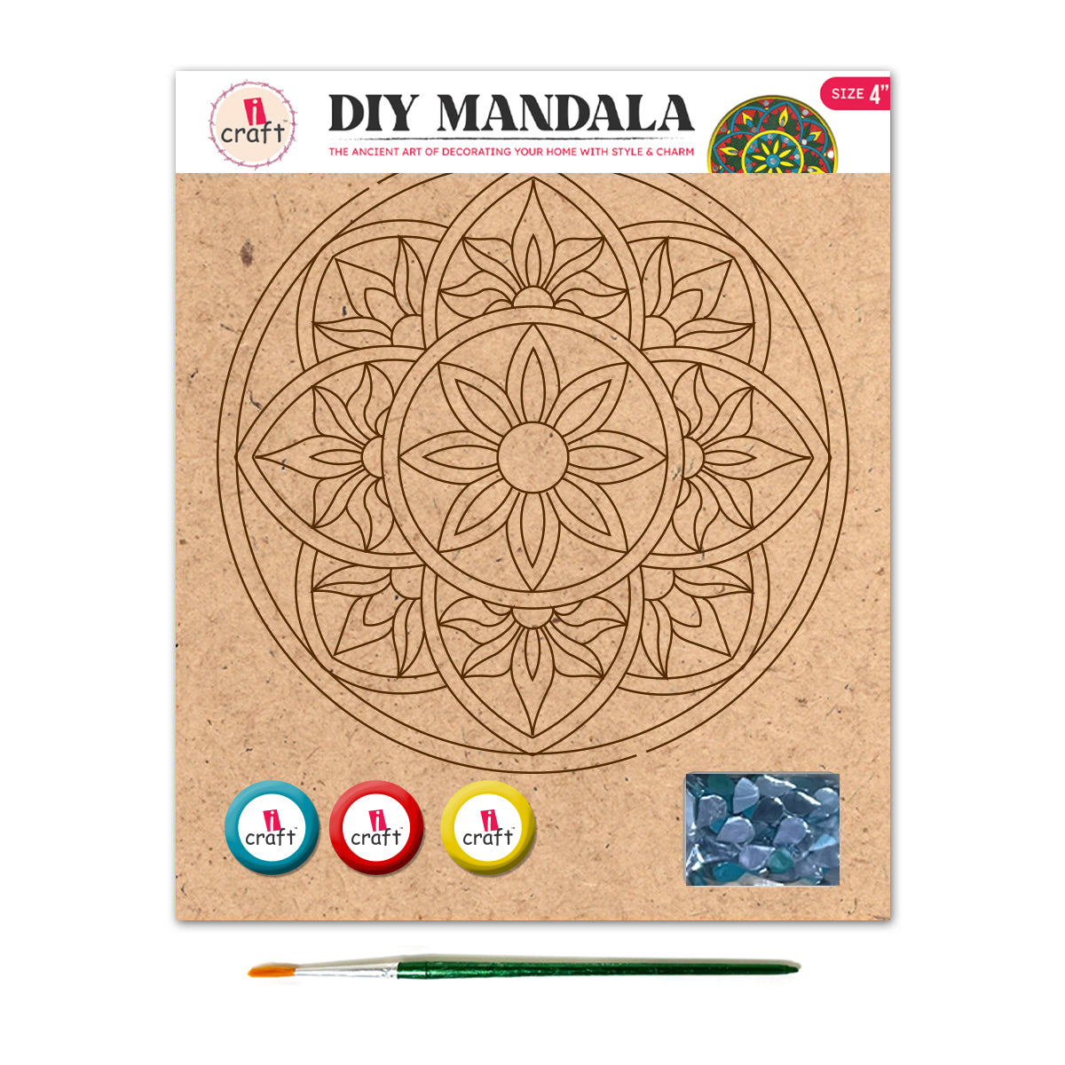 Mandala Art Painting Kit – 4" MDF Craft Kit for Kids & Adults – SMA 03