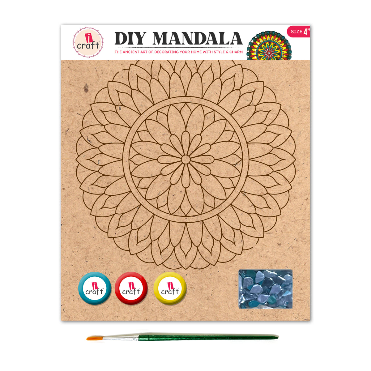 Mandala Art Painting Kit – 4" MDF Craft Kit for Kids & Adults – SMA 05