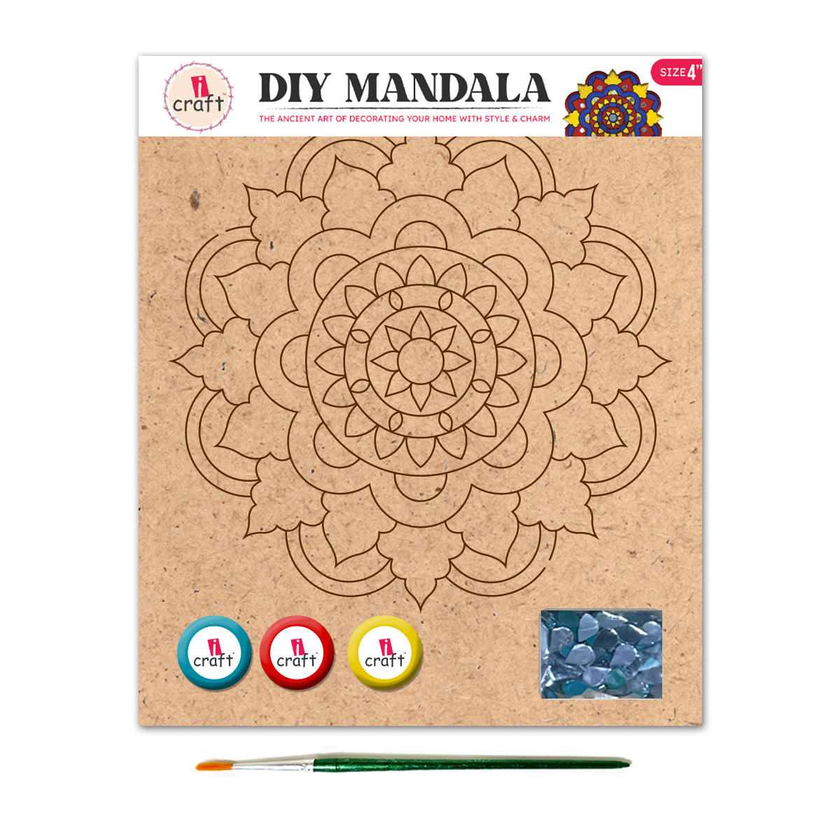 Mandala Art Painting Kit – 4" MDF Craft Kit for Kids & Adults – SMA 06