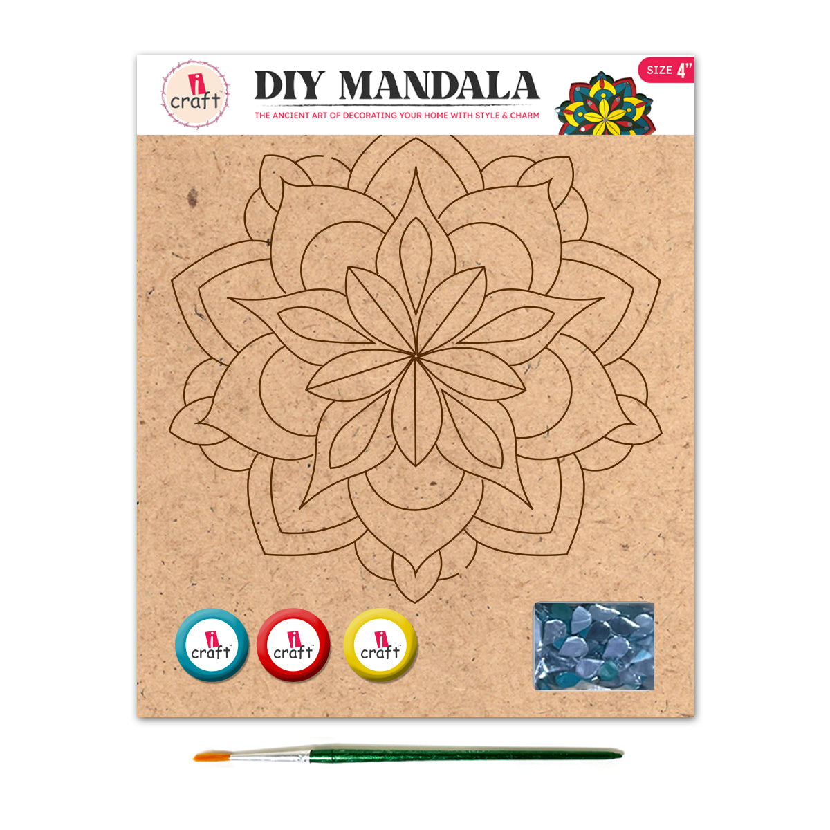 Mandala Art Painting Kit – 4" MDF Craft Kit for Kids & Adults – SMA 08