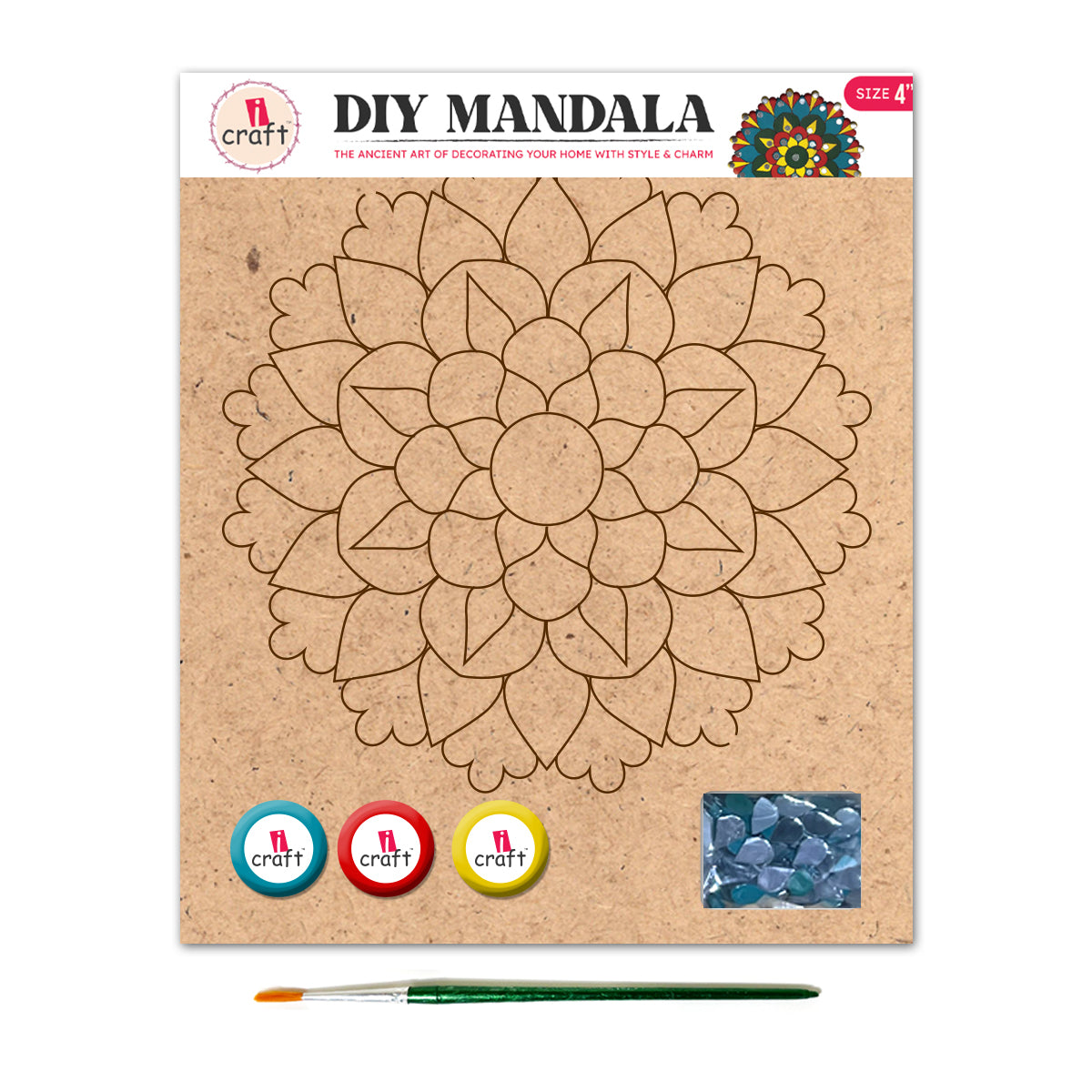Mandala Art Painting Kit – 4" MDF Craft Kit for Kids & Adults – SMA 09